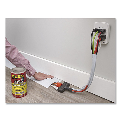 Flex Super Wide Duct Tape, 4" Core, 39 mil Thick, 7.5" x 20 ft, White, 3/Carton (DTWHTR7520)