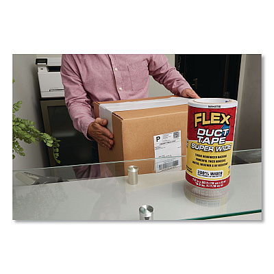 Flex Super Wide Duct Tape, 4" Core, 39 mil Thick, 7.5" x 20 ft, White, 3/Carton (DTWHTR7520)