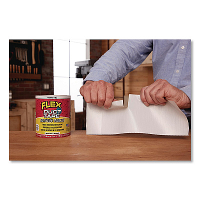 Flex Super Wide Duct Tape, 4" Core, 39 mil Thick, 4.6" x 20 ft, White, 6/Carton (DTWHTR4620)