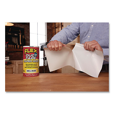 Flex Super Wide Duct Tape, 4" Core, 39 mil Thick, 7.5" x 20 ft, White, 3/Carton (DTWHTR7520)