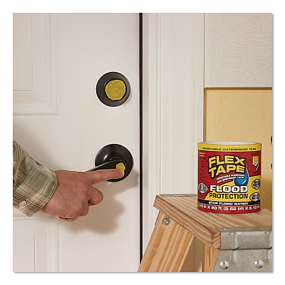 Flex Tape Removable Rubberized Waterproof Flood Protection Tape, 3.75" x 50 ft, Yellow, 4/Carton (RTSYELR0450)