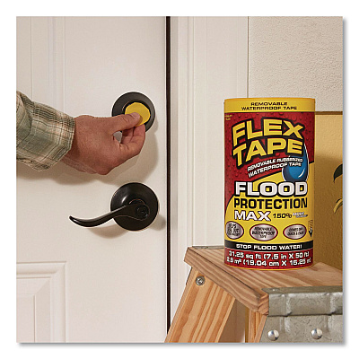 Flex Tape Removable Rubberized Waterproof Flood Protection Tape, 7.5" x 50 ft, Yellow, 2/Carton (RTSYELR0850)