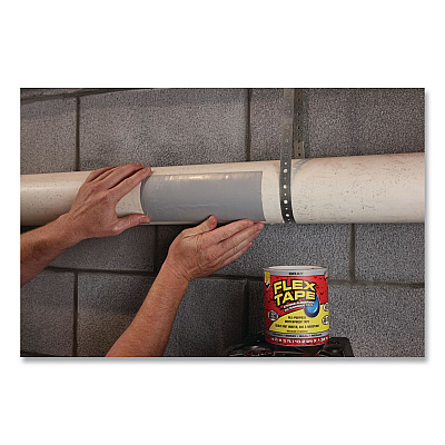 Flex Tape Strong Rubberized Waterproof Tape, 4" Core, 39 mil Thick, 4" x 5 ft, Gray, 4/Carton (TFSGRYR0405)