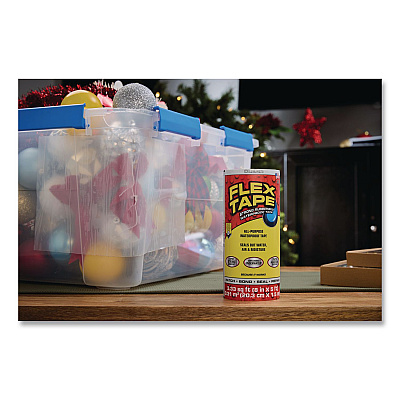 Flex Tape Strong Rubberized Waterproof Tape, 4" Core, 39 mil Thick, 12" x 10 ft, Clear, 4/Carton (TFSCLRR1210)