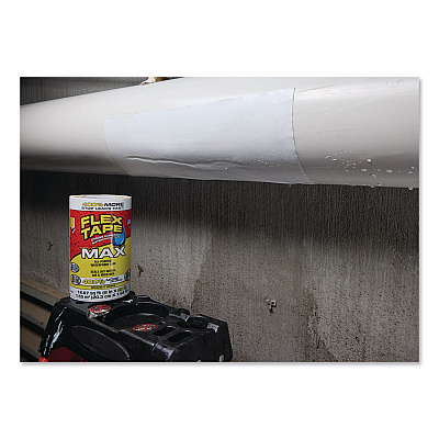 MAX Strong Rubberized Waterproof Tape, 4" Core, 39 mils Thick, 8" x 25 ft, White, 3/Carton (TFSMAXWHT08)