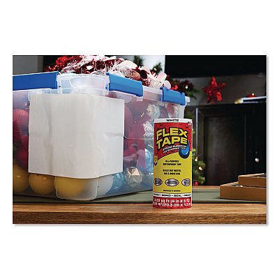 Flex Tape Strong Rubberized Waterproof Tape, 4" Core, 39 mil Thick, 12" x 10 ft, White, 4/Carton (TFSWHTR1210)