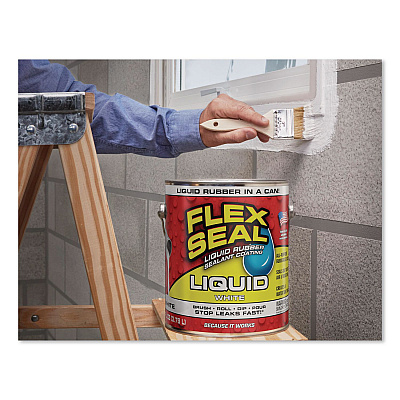 Flex Seal Liquid Rubber Sealant Coating Liquid, 1 gal Can, Dries White, 2/Carton (US855WHT012)