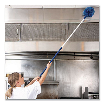Carlisle Flo-Pac Round Duster with Soft Flagged PVC Bristles, 7", Blue, Dozen (36340414DZ)
