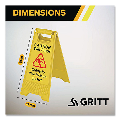 Caution Wet Floor Sign, 11.8 x 12 x 24, Yellow, 3/Pack (GRI184YEL3PK)