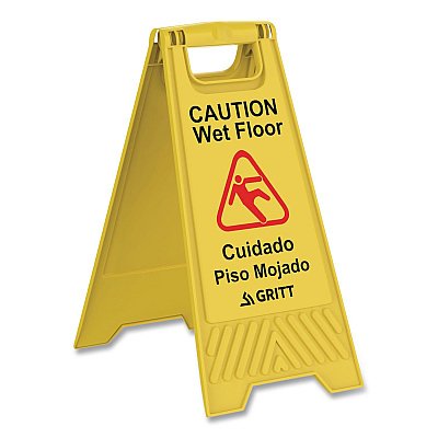 Caution Wet Floor Sign, 11.8 x 12 x 24, Yellow, 3/Pack (GRI184YEL3PK)