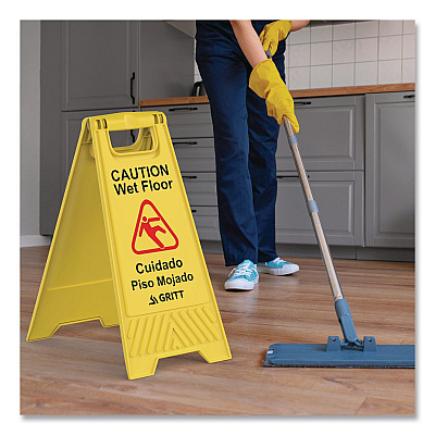 Caution Wet Floor Sign, 11.8 x 12 x 24, Yellow, 3/Pack (GRI184YEL3PK)