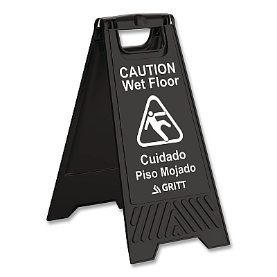 Caution Wet Floor Sign, 11.8 x 12 x 24, Black, 3/Pack (GRI184BLK3PK)