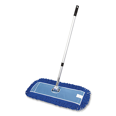 All-In-One 24" Microfiber Dust Mop Set with Telescopic Handle, 24 x 5, Blue, Microfiber Head, 72" Silver Aluminum Handle (GRI17424T)