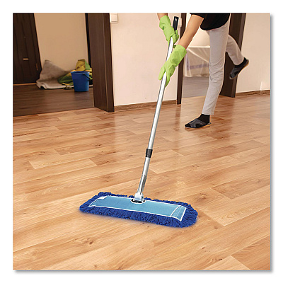 All-In-One 24" Microfiber Dust Mop Set with Telescopic Handle, 24 x 5, Blue, Microfiber Head, 72" Silver Aluminum Handle (GRI17424T)