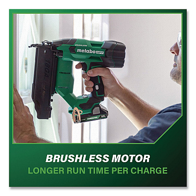 18V Brushless Lithium-Ion Compact 18 ga Cordless Brad Nailer Kit (2 Ah), 5/8" to 2" Nails, Green/Black (NT1850DFTM)