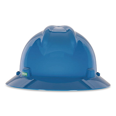 MSA V-Gard Hard Hats, Vented, Full Brim, Staz-On 6-Point Pinlock Suspension, One Size Fits Most (6.5 to 8), Blue (454732)