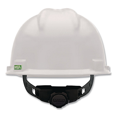 MSA V-Gard Hard Hats, Vented, Front Brim, Fas-Trac III Ratchet Suspension, One Size Fits Most (6.5 to 8), White (477482)