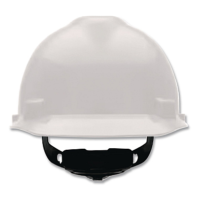 MSA V-Gard Hard Hats, Vented, Front Brim, Fas-Trac III Ratchet Suspension, One Size Fits Most (6.5 to 8), White (477482)
