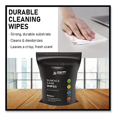 Surface Care Wipes, 1-Ply, 6 x 8, Fresh, White, 800/Pack, 4 Packs/Carton (GRI5RW4)