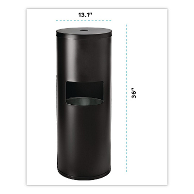 Floor Stand Wet Wipe Dispenser Station with 7 Gallon Built-In Trash Can, 13.1 x 13.1 x 36, Black (GRI509BLK)