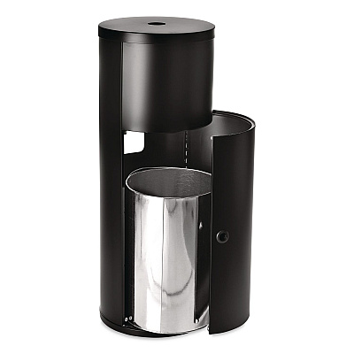 Floor Stand Wet Wipe Dispenser Station with 7 Gallon Built-In Trash Can, 13.1 x 13.1 x 36, Black (GRI509BLK)
