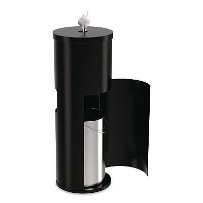 Floor Stand Wet Wipe Dispenser Station with 7 Gallon Built-In Trash Can, 13.1 x 13.1 x 36, Black (GRI509BLK)
