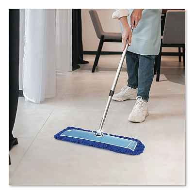 All-In-One Microfiber Dust Mop Set with Telescopic Handle, 36 x 5, Blue Microfiber Head, 40" to 72" Silver Aluminum Handle (GRI17436T)