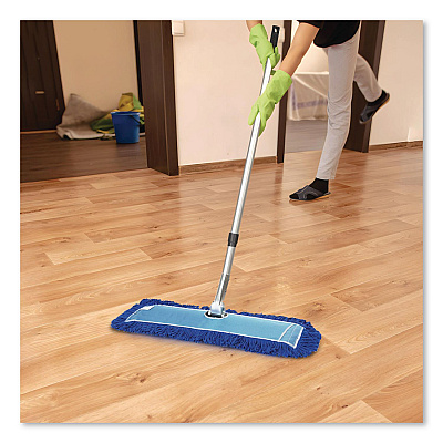 All-In-One Microfiber Dust Mop Set with Telescopic Handle, 36 x 5, Blue Microfiber Head, 40" to 72" Silver Aluminum Handle (GRI17436T)