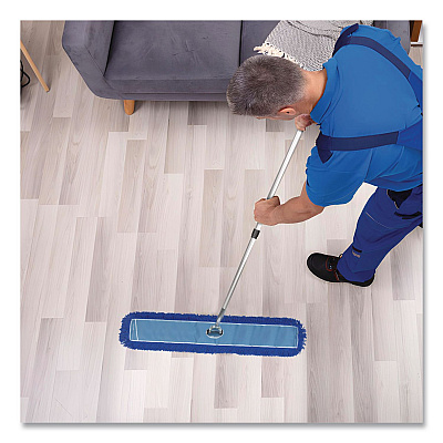 All-In-One Microfiber Dust Mop Set with Telescopic Handle, 48 x 5, Blue Microfiber Head, 72" Silver Aluminum Handle, 4/Kit (GRI17448T4PK)