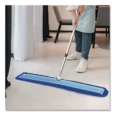 All-In-One Microfiber Dust Mop Set with Telescopic Handle, 60 x 5, Blue Microfiber Head, 40" to 72" Silver Aluminum Handle (GRI17460T)