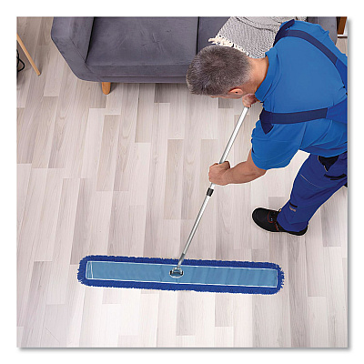 All-In-One Microfiber Dust Mop Set with Telescopic Handle, 60 x 5, Blue Microfiber Head, 72" Silver Aluminum Handle, 4/Kit (GRI17460T4PK)