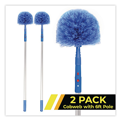 Cobweb/Corner Duster Brush with Telescopic Pole, 3 ft to 6 ft Handle, 2/Kit (GRI1026F2PK)