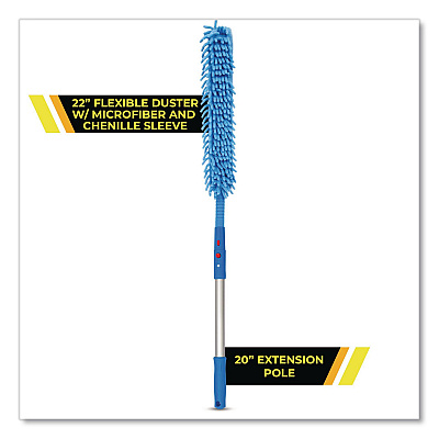 Flexible Wand Duster with Microfiber and Chenille Sleeve and 20" Pole (GRI17520I)