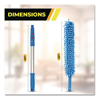 Flexible Wand Duster with Microfiber and Chenille Sleeve and 20" Pole (GRI17520I)