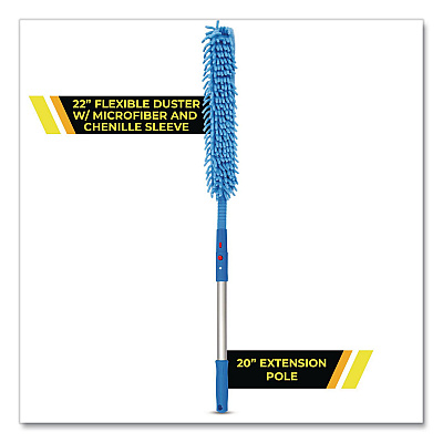 Flexible Wand Duster with Microfiber and Chenille Sleeve and 20" Pole, 2/Kit (GRI17520I2PK)