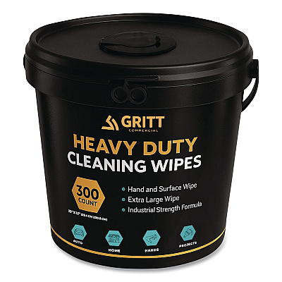 Heavy-Duty Cleaning Wipes, 10 x 12, Citrus, White, 300/Bucket (GRI6300)