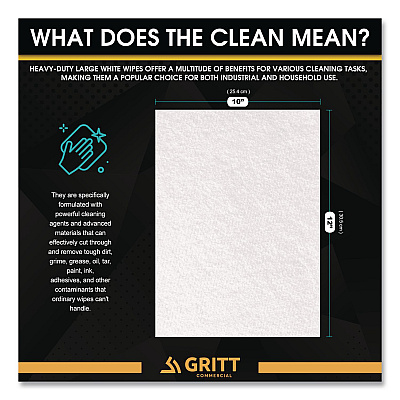 Heavy-Duty Cleaning Wipes, 10 x 12, Citrus, White, 300/Bucket (GRI6300)