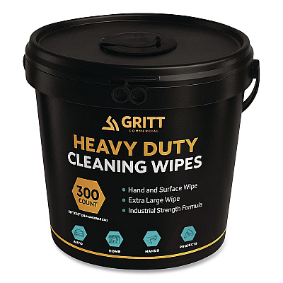 Heavy-Duty Cleaning Wipes, 10 x 12, Citrus, White, 300 Wipes/Bucket, 4 Buckets/Carton (GRI63004)