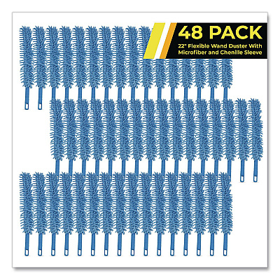 Flexible Wand Duster with Microfiber and Chenille Sleeve, 22" Length, 48/Carton (GRI17648PK)