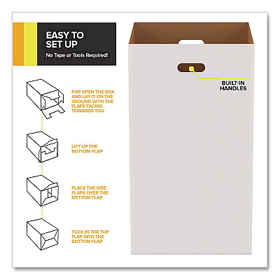 30 Gallon Corrugated Cardboard Trash Can and Recycling Container, White, 4/Carton (GRI52030G4)