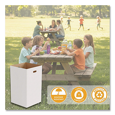 30 Gallon Corrugated Cardboard Trash Can and Recycling Container, White, 4/Carton (GRI52030G4)