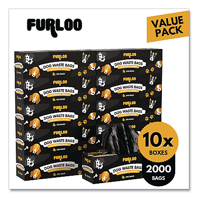 Commercial Grade Dog Waste Station Refill Bags, Open-Face, 8" x 13", Black, 200 Bags/Roll, 10/Carton (FLO210)