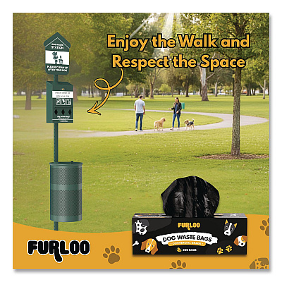 Commercial Grade Dog Waste Station Refill Bags, Open-Face, 8" x 13", Black, 200 Bags/Roll, 10/Carton (FLO210)