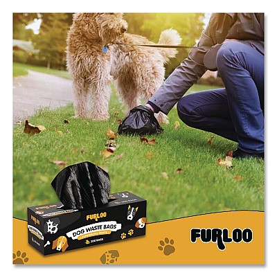 Commercial Grade Dog Waste Station Refill Bags, Open-Face, 8" x 13", Black, 200 Bags/Roll, 10/Carton (FLO210)