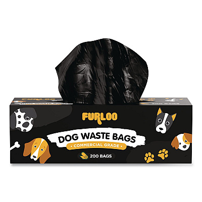 Commercial Grade Dog Waste Station Refill Bags, Open-Face, 8" x 13", Black, 200 Bags/Roll, 20/Carton (FLO220)