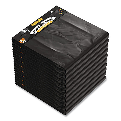 Pet Waste Station Header Heavy-Duty Leak-Resistant Dog Waste Refill Bags, Open-Face, 8.5" x 13.4", Black, 1000 Bags/Carton (FLO2110)