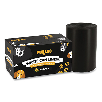 13-Gallon Heavy Duty Dog Waste Station Can Liners, Open-Face, 13 gal, 26" x 33", Black, 50 Bags (FLO22)