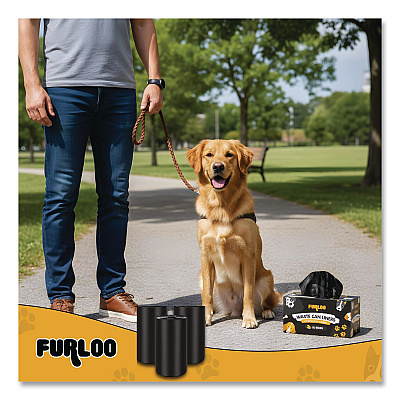 13-Gallon Heavy Duty Dog Waste Station Can Liners, Open-Face, 13 gal, 26" x 33", Black, 50 Bags (FLO22)
