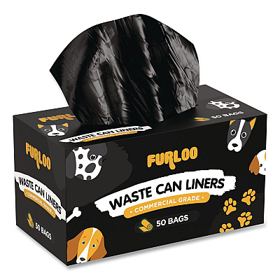 13-Gallon Heavy Duty Dog Waste Station Can Liners, Open-Face, 13 Gallons, 26" x 33", Black, 50 Bags/Roll, 2/Pack (FLO222PK)