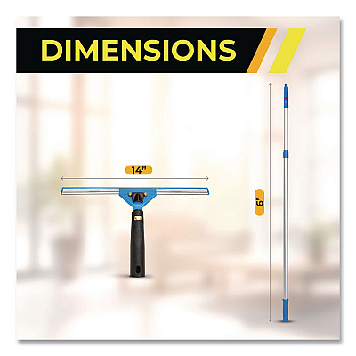 Pro Window Washing Kit with Swivel Squeegee and 6 ft Telescopic Pole, 14" Wide Blade, 2/Kit (GRI1306F142P)